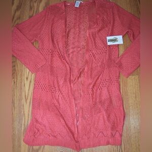 Open-Front coral Knit Duster Cardigan